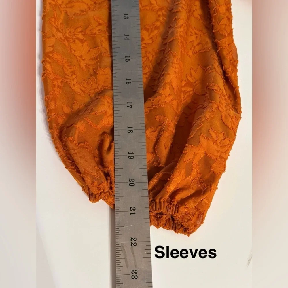 NWT LC Lauren Conrad Burnt Orange Floral Blouse Size Medium Boat Neck - Picture 11 of 15